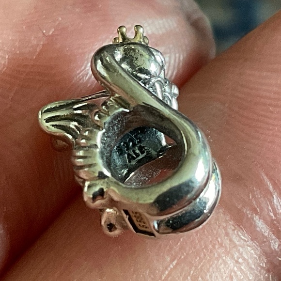 Pandora two tone Swans charm with 14k crowns - Picture 7 of 7